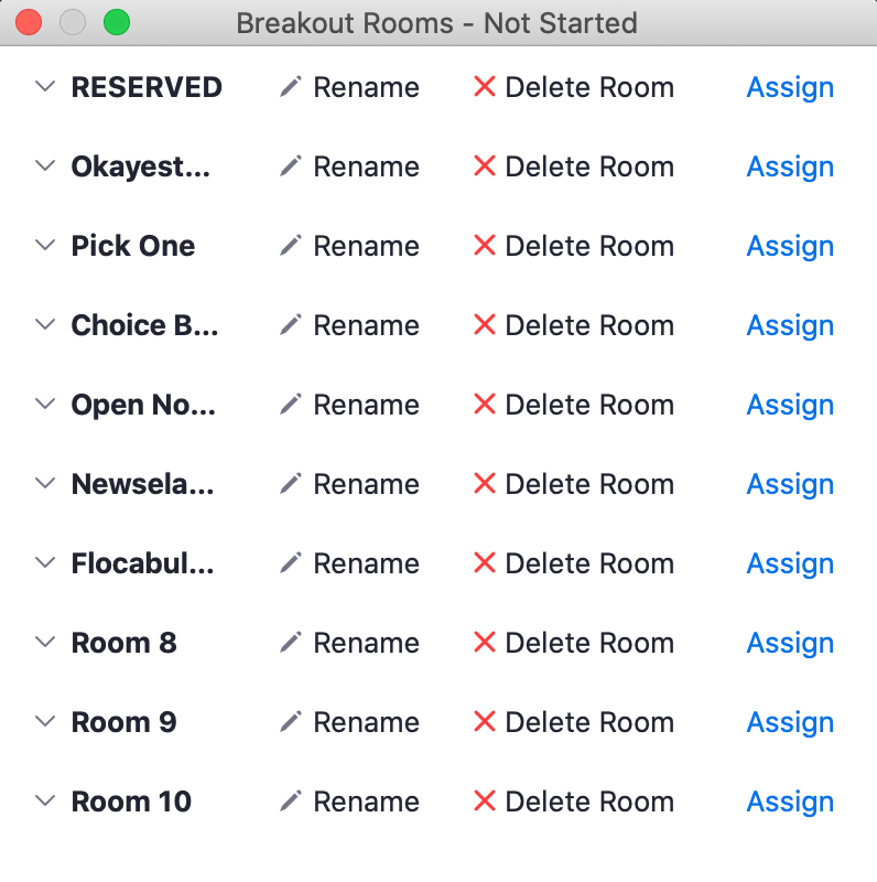Today was a work day. I named each Zoom breakout room for tasks they might be completing. It made it easy to see who was working on what and answer questions for all students attempting the same assignment. #teachinginapandemic
