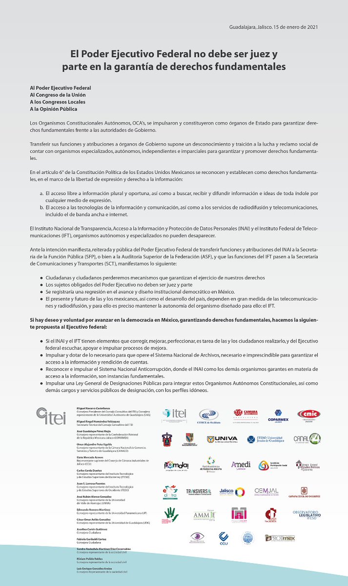 CamaradeCom_GDL's tweet photo. En Cámara de Comercio decimos NO a desaparecer el @INAImexico. El derecho al acceso a la información no se negocia. #SomosINAI #SomosIFT #NiUnPasoAtrás @CCIJalisco @COMCE_Occte @ComCoparmex @FormulaJalisco @TelevisaGDL @ITEIJal @CynthiaCanteroP
@LegislativoJal @GabrielaInforma https://t.co/aX2K2GDjAw