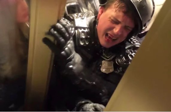 DavidBegnaud's tweet photo. Who is this guy? @DCPoliceDept needs help identifying him. 
He is suspected of using a police shield to pin a police officer against a door jam, according to police.
Call the FBI’s Tipline at 1-800-CALL-FBI (1-800-225-5324)
@FBIWFO https://t.co/TnOjjczsVJ