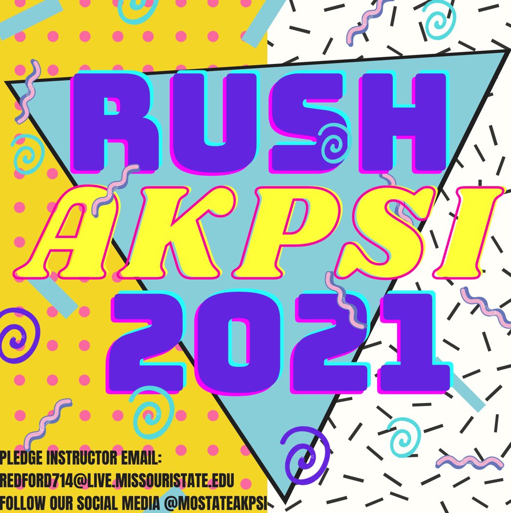 MoStateAKPsi's tweet photo. Hope you guys had a fun first week back to class! Wanted to remind everyone that our Rush Events start next week!! If you’re thinking about being a part of something new, join AKPsi!! 💫💫💫 https://t.co/n6QAWM66wq