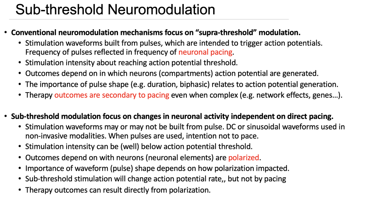 MaromBikson's tweet photo. My slides from todays talk on "Spinal Cord Stimulation (SCS): Subthreshold Actions" @NANS_ION #NANSVirtual 
All the sub-threshold mechanisms we know from tDCS / tACS can be active with SCS / DBS. In addition, special sub-threshold mechanisms may activate. https://t.co/IycKmNhVH3 https://t.co/QEJfKBEOtL