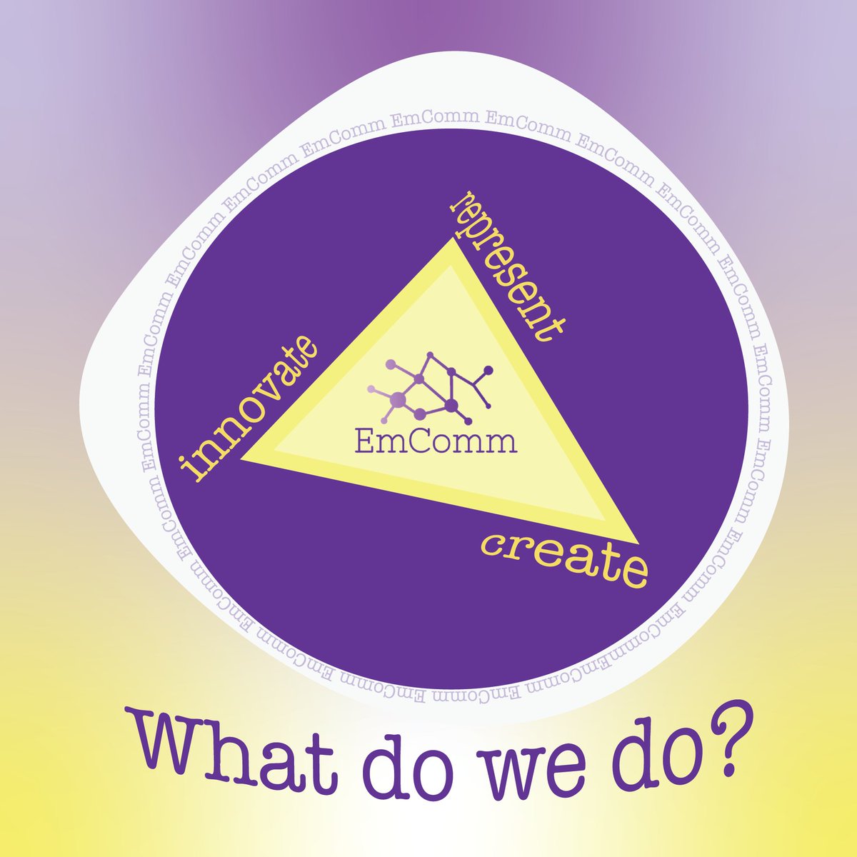em_comm's tweet photo. What do we do? We create, innovate, and represent. Those are the three pillars of EmComm and what do we mean when we put each of them into our work. #marketingagency #Marketing https://t.co/HTgaq4eIzP