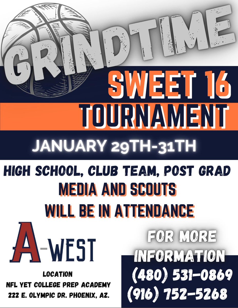 🚨PHOENIX, AZ
📆JAN 29th-31st
Prep School - Club teams - Post Grad
⛹🏽Bracket Style 
🏀🎥🏀🎥🏀🎥🏀🎥🏀
