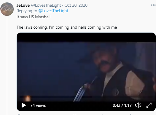 "You called down the thunder? Well now you got it.""You tell'em the laws coming....and hells coming with me"Its a Day of Reckoning.3:1642 https://twitter.com/LovesTheLight/status/1318650691485896704?s=20