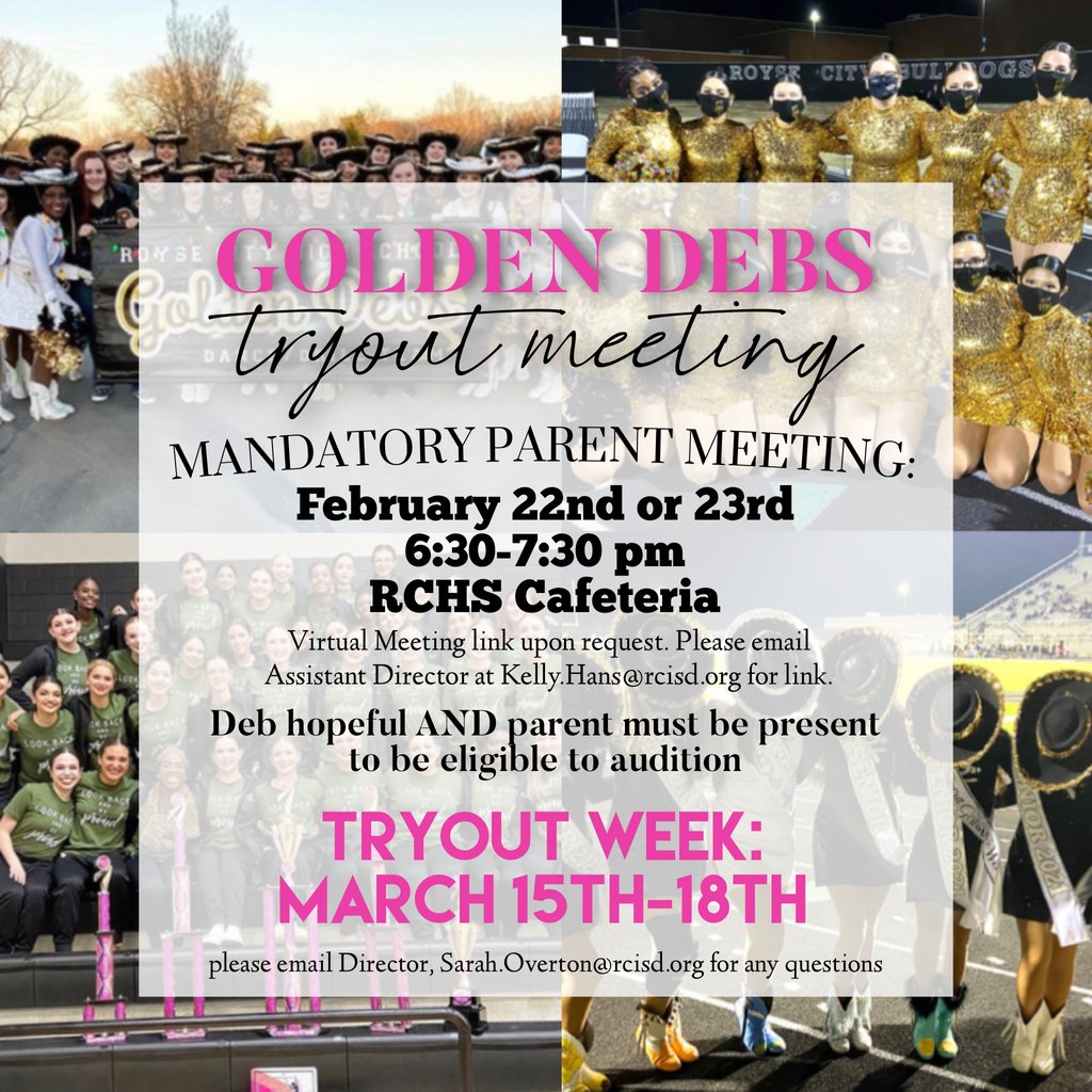 Is your student interested in joining the Golden Debs? Don't miss the mandatory parent meeting coming soon!