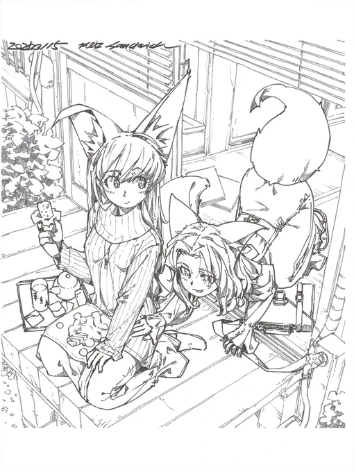 【作業中】線画が出来た。
#線画 #色紙 #狐娘 