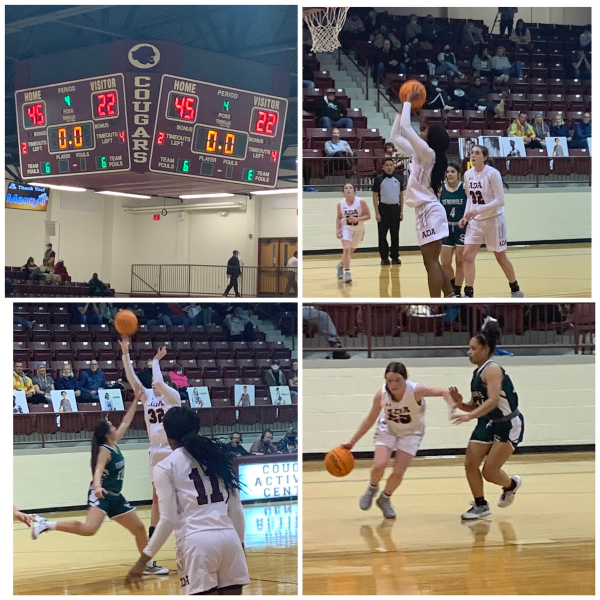 WeAreAda's tweet photo. Lady Cougars win 45-22 over Seminole🎉 Way to go, ladies!!! https://t.co/vcpCxXQuIr