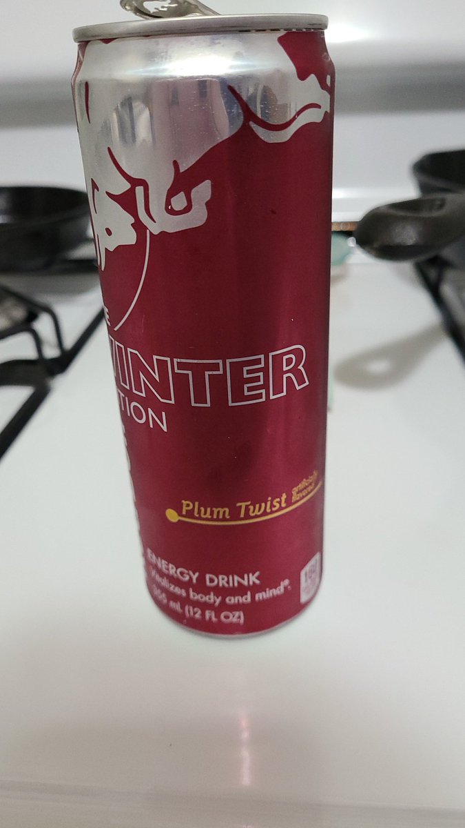 MissaHeatha's tweet photo. @redbull enjoying my last hoarded can of the winter edition PlumTwist that I bought last year #BringBackPlumTwist #SweetAmbrosia #PlumTwistForever https://t.co/N3CXF1V8CT