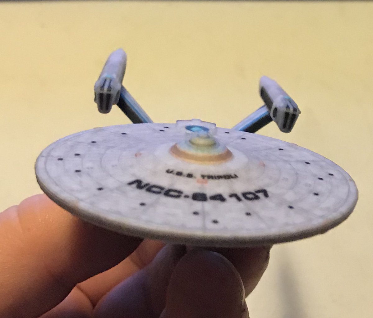 TiberiusKirk15's tweet photo. So happy to have the U.S.S. Tripoli NCC-64107 from @GamePrint Looks great as a Constitution Class! Looking forward to having more made. https://t.co/i7cRJouyhR