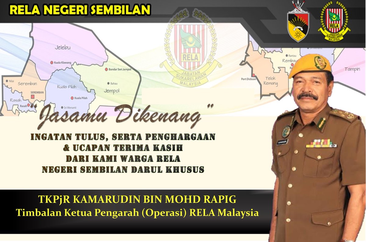 Pemergianmu Tuan, kami iringi dengan doa &amp; ucapan "TERIMA KASIH" atas masa, tenaga serta ilmu yang  telah tuan manfaatkan kepada kami serta pada RELA MALAYSIA secara Amnya.  Semoga segala pengorbanan &amp; titik peluh Tuan dipayungi keberkatan oleh yang Maha Esa. Selamat Bersara Tuan