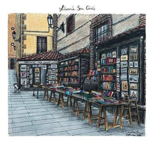MuseoVisual's tweet image. Desde hace décadas, el recoleto callejón de San Ginés en #Madrid, acoge esta librería al aire libre, especializada en la venta de títulos de segunda mano, y que es parada obligada en cualquier paseo por el corazón de la ciudad. 

(Ilustración de Andrea Reyes.)