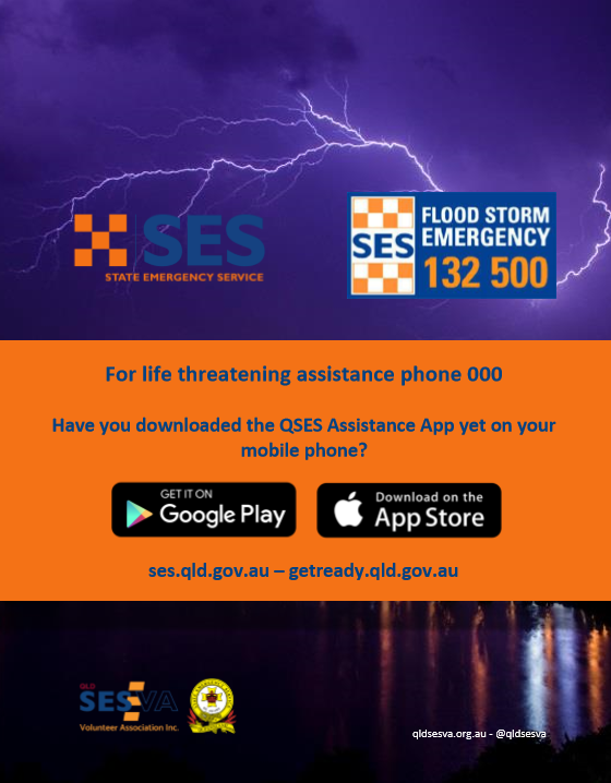 QLDSESVA's tweet photo. Get Ready!
Queensland State Emergency Service 132 500
Life threatening emergencies phone 000
https://t.co/nzB6C4lqXO
https://t.co/mKBBhQqQC6
#getreadyqld #qldses #qldsesva #qldfes https://t.co/PF37M7gUiE