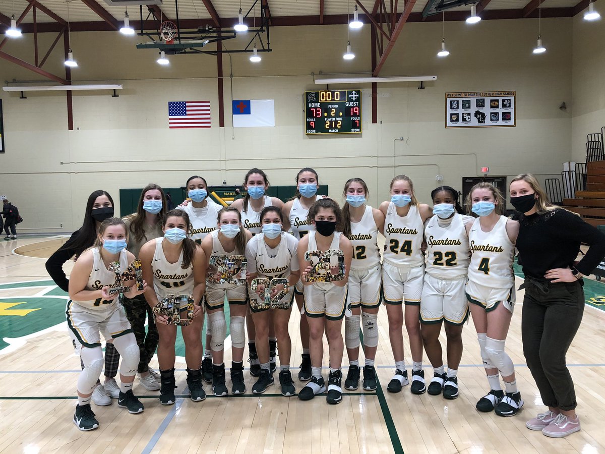 ML_Girls_Bball's tweet photo. Our Seniors didn’t disappoint on their special night with a 73-19 win over Prairie. Solano leads with 20 points while becoming the programs all time leader in threes made. Ziebell and Bryzicki with career high 10 pts. each. #Limitle♾ #seniornight @MartinLutherHS @ML_Spartans https://t.co/1OG4ioPxio
