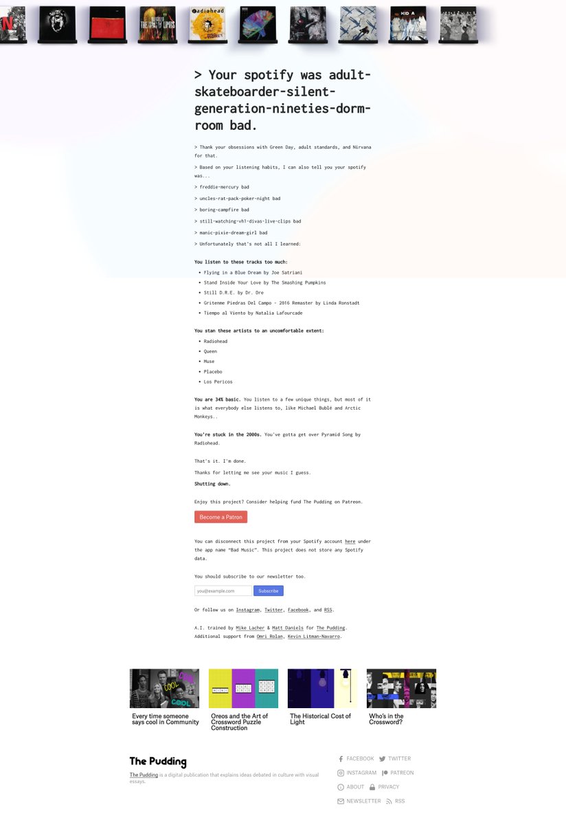 This was fun, rate your spotify pudding.cool/2020/12/judge-… #showmeyours #spotify #judgemyspotify