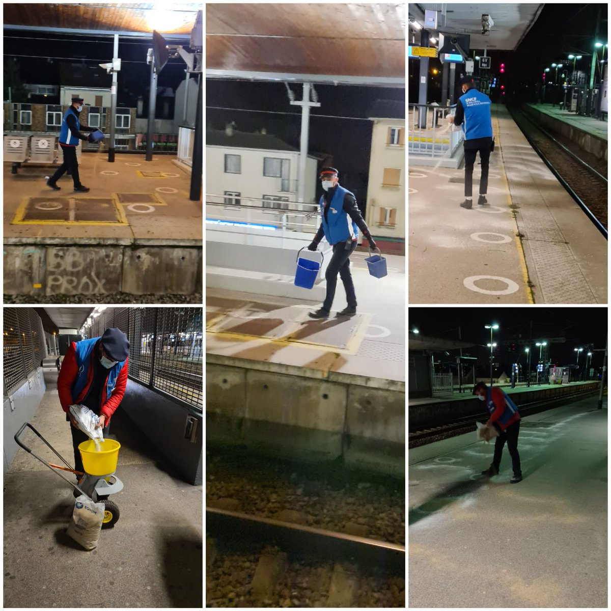 FouedKaouachi's tweet photo. Suite à l'alerte météo sur la région IDF, nos agents sont à pied d'oeuvre afin de sécuriser vos déplacements dans vos gares. Ici sur Sartrouville, Houilles Carrières et Poissy ❄❄❄
@IDFmobilites @Marychristelle8 @Sartrouville_TN @LESVOIXL_A https://t.co/WpIkpb8mVb