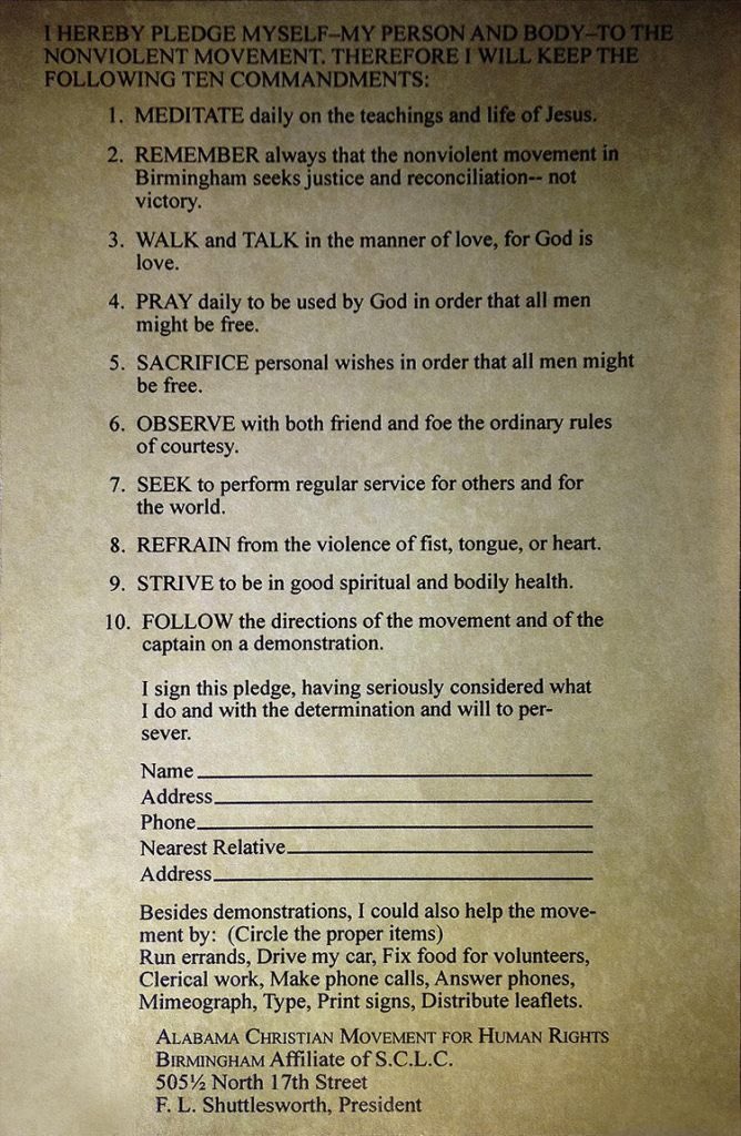 Dr. King used to invite people to commit to nonviolence by pledging themselves to follow the “10 Commandments” of the movement. We read them tonight to ground ourselves as we protest and pray at the execution chamber. Today would be his 92nd birthday.