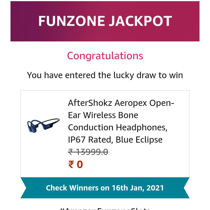 SJD72489404's tweet photo. S J.D. @SJD72489404
#AmazonQuiz
#AmazonFunzoneSlots
#AmazonFunzoneCarnival
Thanks Amazon for Contest 👍
@amazonInQuiz
@amazonIN
@amazon https://t.co/SAl5CJjrzi