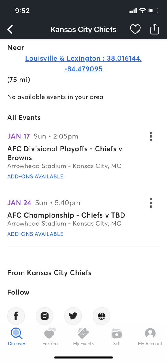 loganspecht's tweet photo. Hmm, why do the Chiefs already have conference championship tickets on sale? 🤔 @Browns @CALLME_WOOD https://t.co/JNs2X84PMX