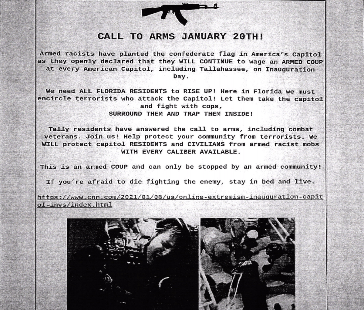 JackPosobiec's tweet photo. Antifa supporter Daniel Alan Baker posted links to CNN on his "Call to Arms" to kill Trump supporters and police officers on Inauguration Day

He has been arrested by the FBI https://t.co/1sEMIABGhB