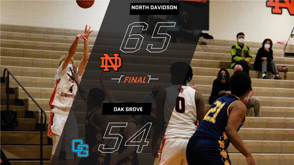 NorthDavidsonBB's tweet photo. JV goes on the road and picks up the win over Oak Grove. 
Scoring:
Jayden Dawkins 25
Braeden Donlon 16
Andrew Hildreth 12
Griffith 4
Dorton 3
Dibonaventura 2
Bean 2
Luper 1 https://t.co/hwrlH3b4WH