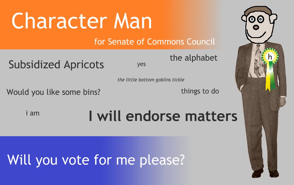 CharacterMan7's tweet image. Character Man stands for election #CharacterMan #meme