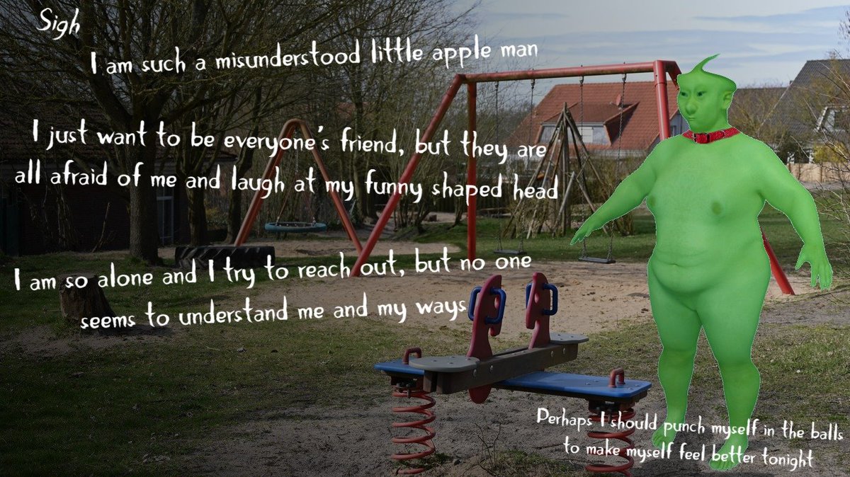 CharacterMan7's tweet image. Apple Man posting also #CharacterMan #meme