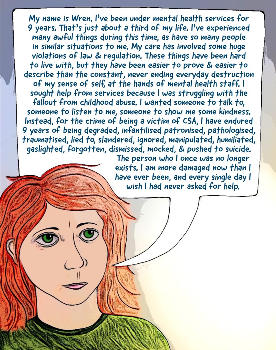 Thread:After 9 years of mental health "care", everyday interactions with mental health staff have damaged me more than I can say. As these interactions are so hard to describe, I decided to illustrate direct quotes from my appointments. I'll keep adding them to this thread.