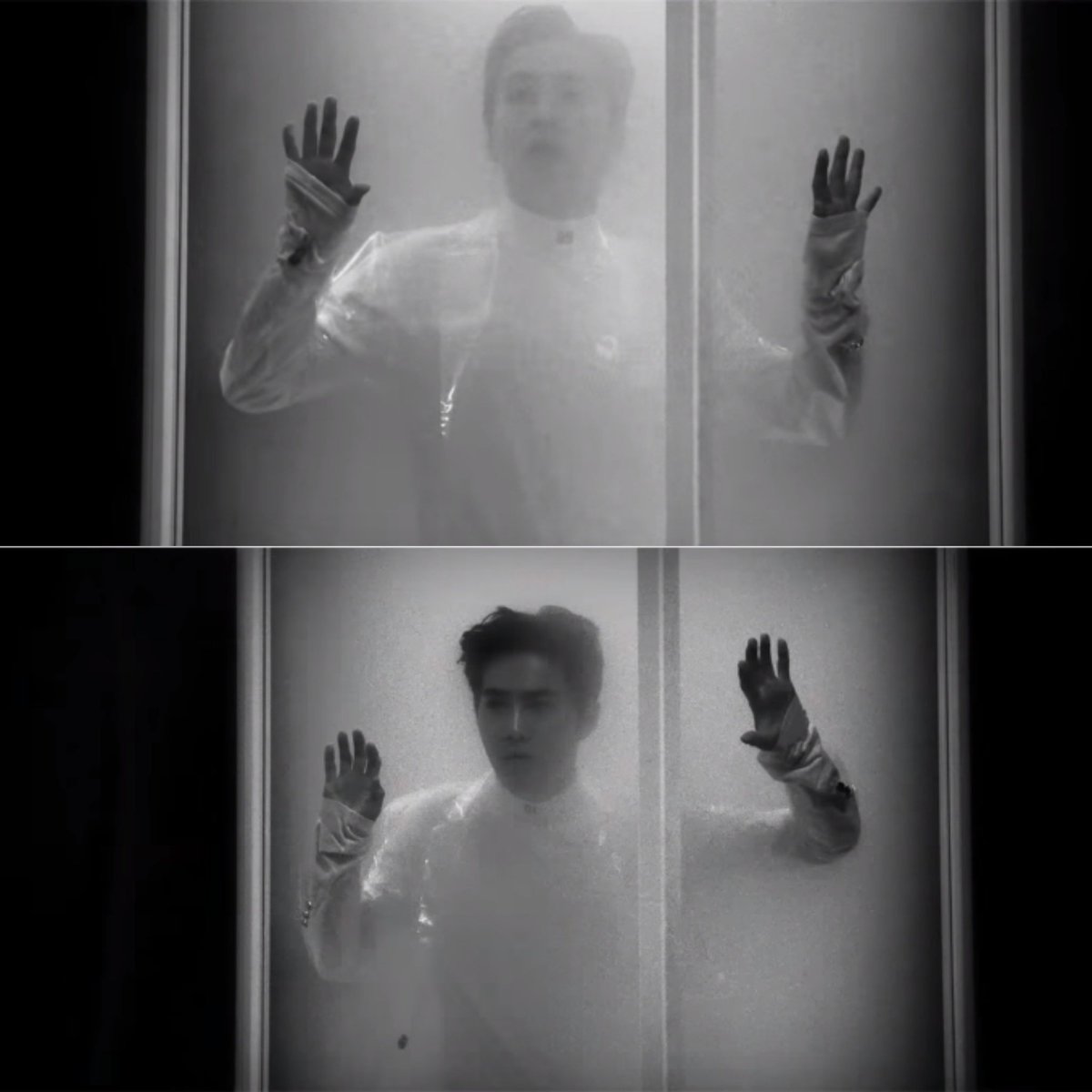 which explains when kyungsoo was startled because of what he saw, he puts away the cube, then the sand immediately fell over. this is when lucky one era enters the scene where majority are guessing that those hands are from both xiumin and suho, but what if it's not them?