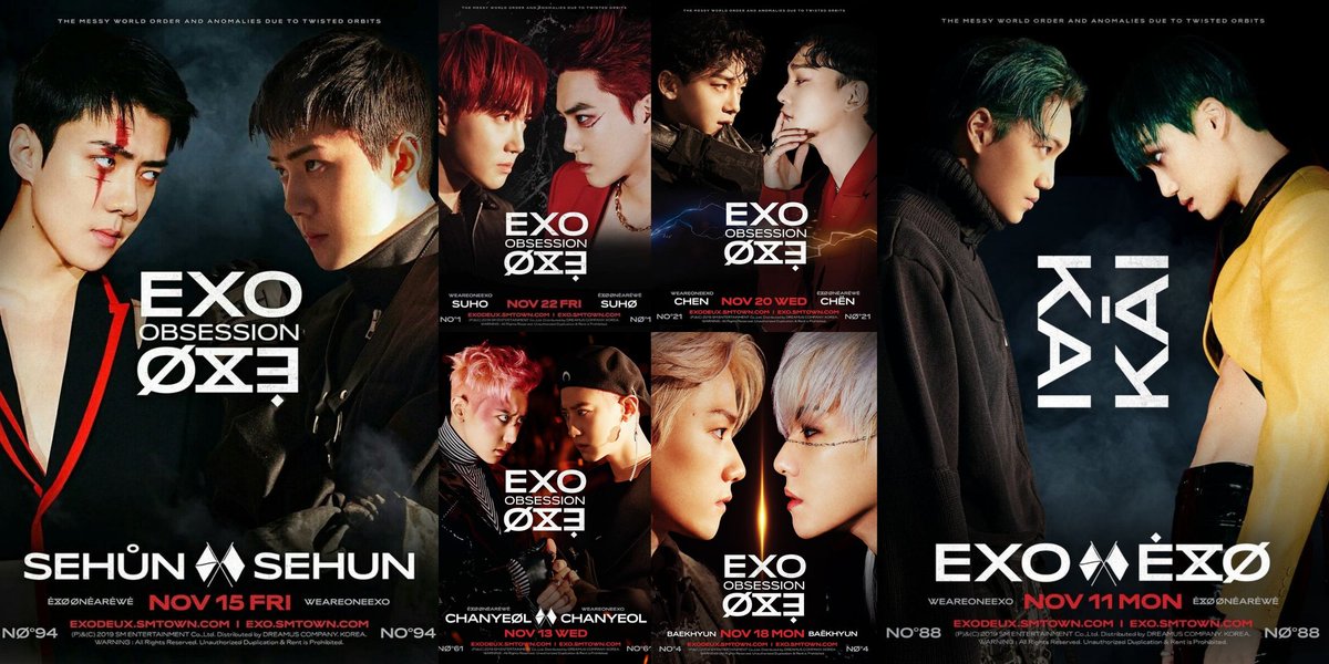 they are telling us that exo is x-exo, which explains the conceptualized teaser images released when obsession era begins.it showed us that there are two of them, one symbolizes light and the other symbolizes dark. with their power in the middle, it only means they are one.