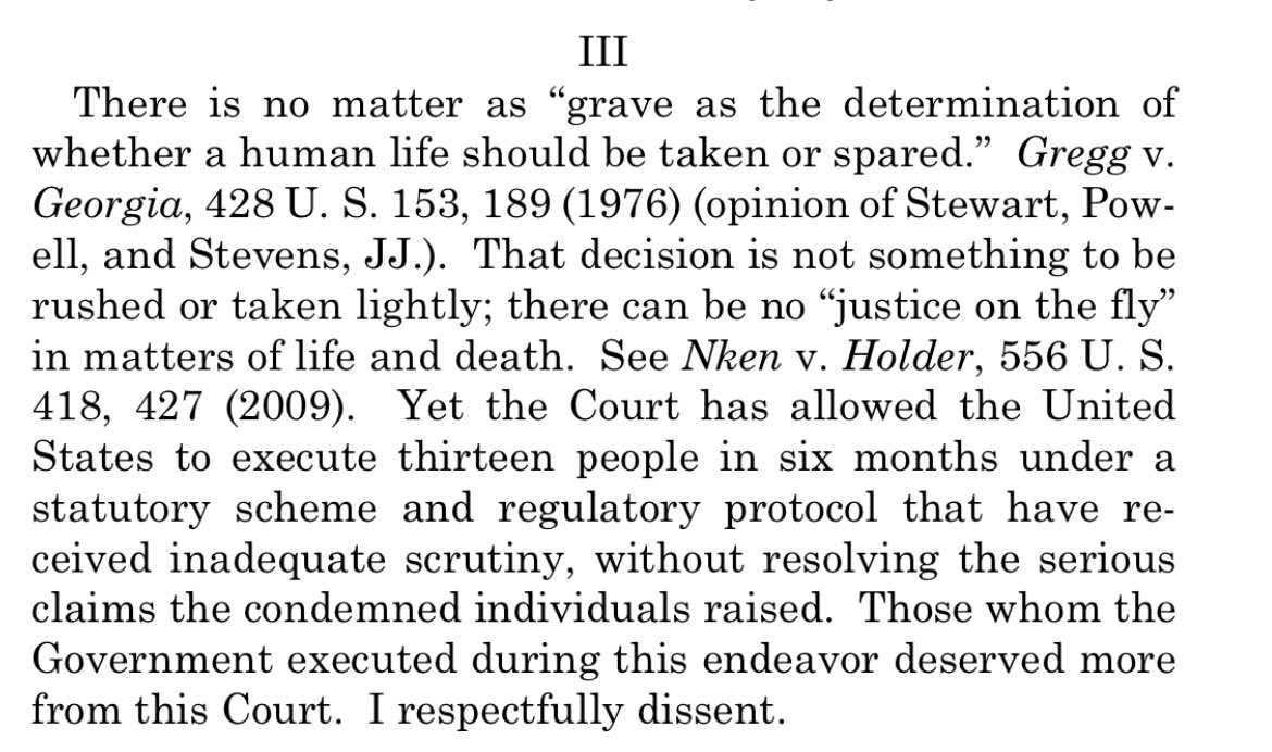 Dustin Higgs has COVID-19 and will be executed tonight despite lung damage that could turn his lethal injection into an egregiously painful death. Here is Justice Sotomayor’s closing.
