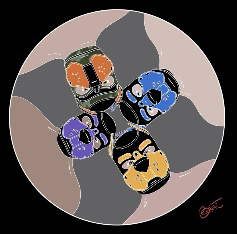 RedRocketLounge's tweet photo. @PinkDogonade took one of our favorite family photos and made it into ART!! Thanks Buster!!
@PupYankee (Camo/Orange), @MuttThor (Blue), @PupDiesel (Orange), and @BausYukon (Purple)
#RedRocketPack #PackLife #PupLife https://t.co/rNcad0EEvy