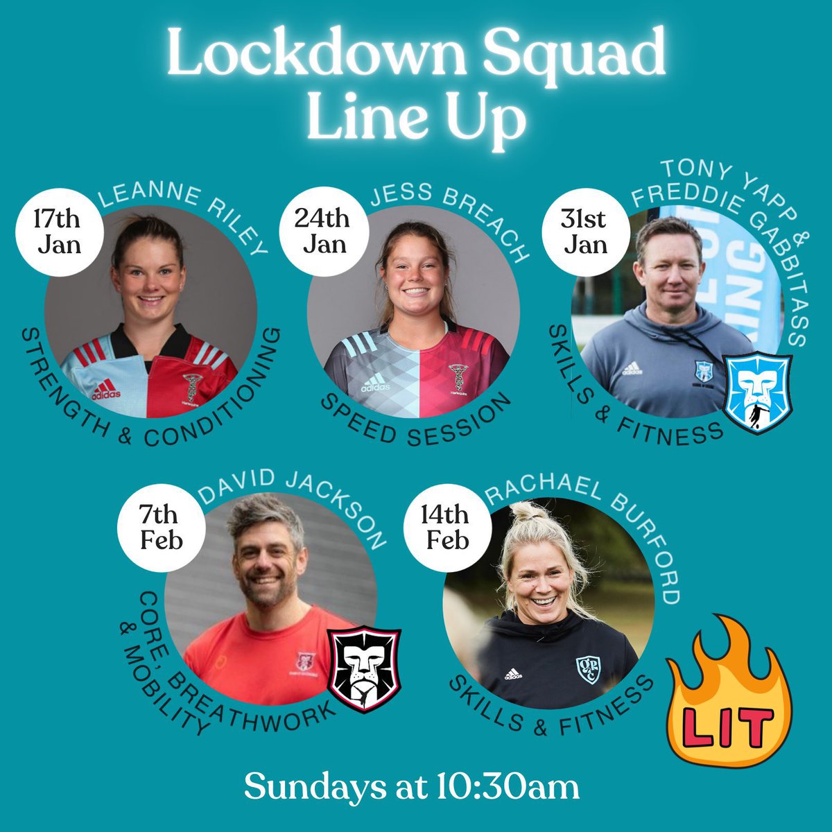 GirlsRugbyClub's tweet photo. ๐ฅLockdown Squad Early Bird๐ฅ
@leanneriley189 ๐ช
@jessbreach ๐โโ๏ธ ๐จ
@SchoolofKicking ๐ฆต ๐
@SchoolOfCali ๐คธโโ๏ธ๐งโโ๏ธ
@RachaelBurf12 ๐โโ๏ธ๐
ยฃ10 per session or 5 for ยฃ30๐ฅ๐ฅ
Starts Sunday 1030
Sign up ๐ https://t.co/uc9feFxnJS
Letโs do this ๐
#LockDownSquad #KeepActive https://t.co/ZJOmM26724