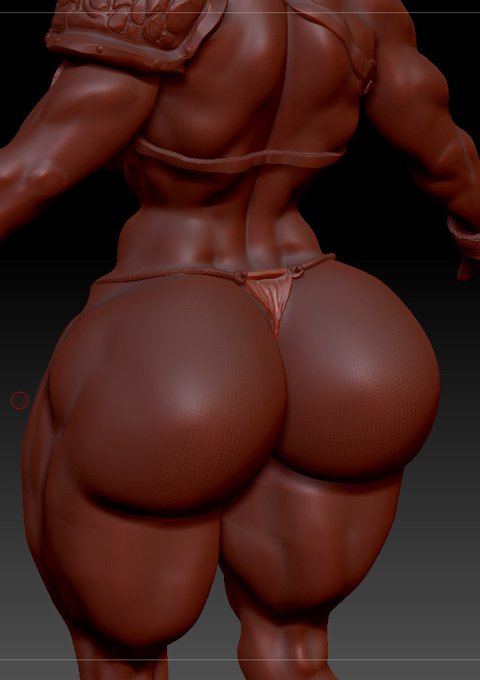 Tバックはこんなもんかな?これで一応バーバリアンちゃんの基本は完成だ!武器を持たせるとか、ポーズを付けるとか、まだ課題は多いけれど…オリジナルミニチュアを出力するのに、だいぶ近づいてきたぞ。 