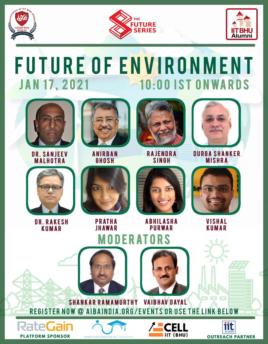 aibaindia's tweet photo. "WEB SUMMIT ON FUTURE OF ENVIRONMENT JAN 17th, 2021"

LET US GO GREEN! REGISTER NOW!
Time: 10 AM &amp; 7 PM IST
Registration Link: https://t.co/n2bEHKCmel
#iitbhu @IITBHU_Varanasi @iitdelhi @IITKanpur @iitmadras @iitbombay @IITKgp @IITGuwahati @iitroorkee @iitbhuglobal @paniitindia https://t.co/nfgAx33S9d