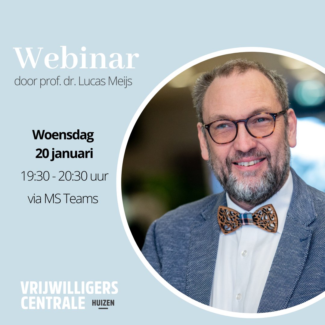 Je kunt je tot en met morgen aanmelden voor het webinar van hoogleraar Lucas Meijs. 

Zorg dat je er woensdag bij bent. Aanmelden kan nog snel hier: huizenvoorelkaar.nl/cursusaanbod/2…