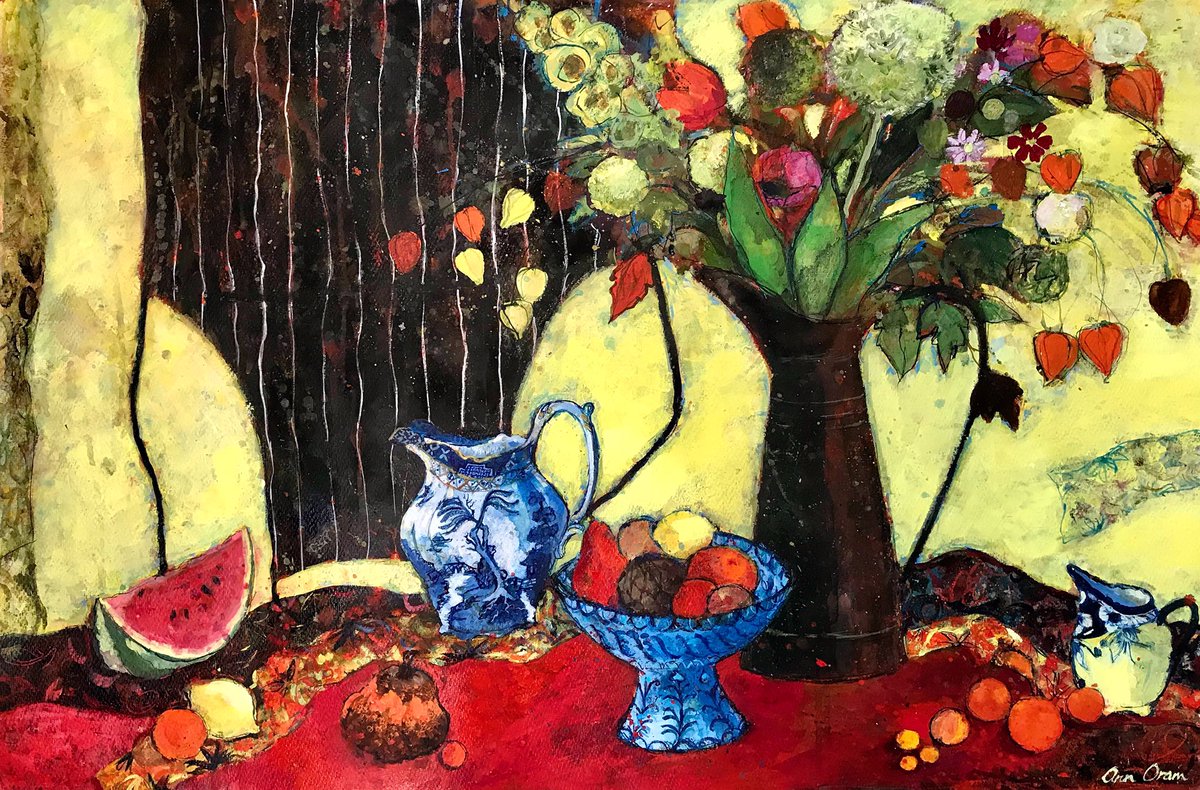 These paintings are on show at the fabulous <a href="/thackeraygall/">Thackeray Gallery, London</a> in Kensington, London as part of their gallery show this January. Everything can be viewed online...as it is these days! #gallery #kensington #flowerpaintings #stilllife #colour #painting #exhibition #onlineart