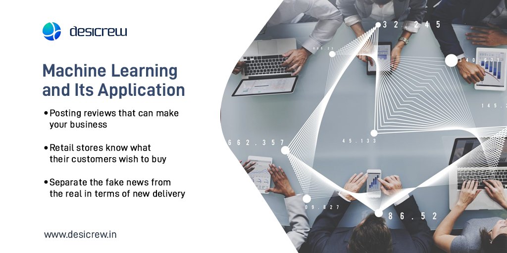 DesiCrewSolns's tweet photo. In today's world, machines have occupied a major role in managing our day-to-day activities. 

Keeping this in mind, it becomes essential to know about its uses and applications. 

Here's a post that tells you just that!

#desicrew #ml #machinelearning #mlsolutions #mlservices https://t.co/4fYoMRUUwd