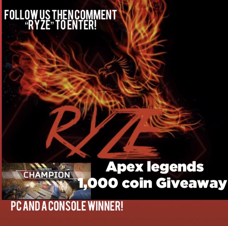 RYZE_network's tweet image. Check out Ryze_Gaming_Network on Instagram for a chance to win 1,000 Apex coins! This is going to become a monthly giveaway so don’t miss out! #ApexLegends #ApexLegendsFanart #Giveaway #gaming #apexps4募集 #Apex募集pc #ryze #apexclips #apexlegendsclips