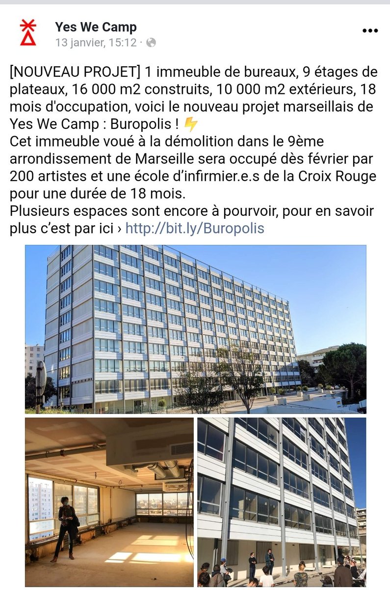 DavidLaMars's tweet photo. [Thread] Une jolie opération de protection par occupation "d'un immeuble voué à la démolition" est montée par le promoteur ICADE. Elle masque la destruction d'un immeuble iconique d'architecture évolutive à haute valeur patrimoniale
#Marseille https://t.co/CUTdcRUFMl