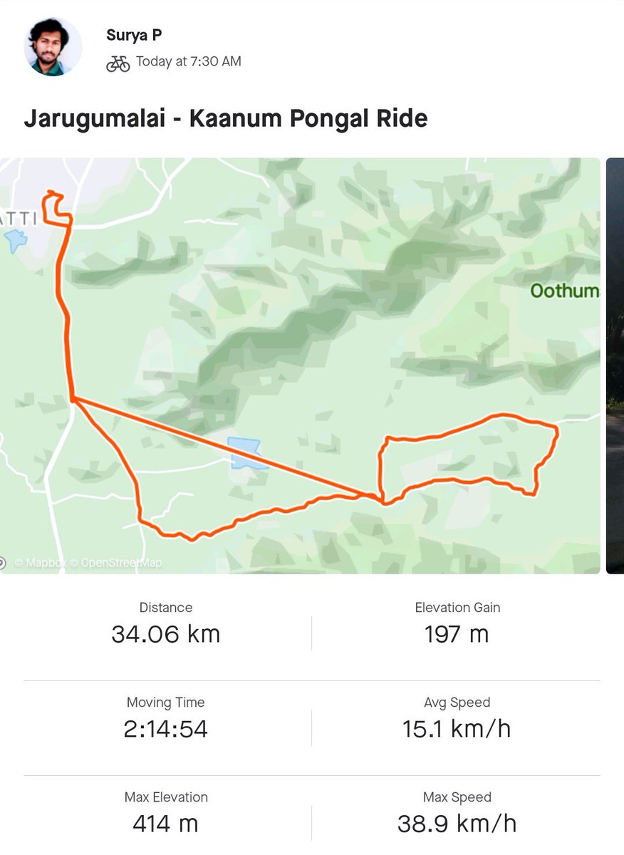 Ride over. What a beautiful route!The reading should be around 40+ km but by mistake I turned off the tracking  so that straight line Practiced fully bent downhill position placing my chin on the handlebar! It was very enjoyable. Can't wait to get gear bikePics next...!