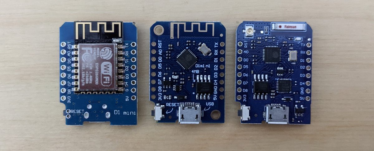 adi_miller's tweet image. So what is the difference between these three? I couldn't find anything definitive online except for FCC certification around the antenna. #d1mini