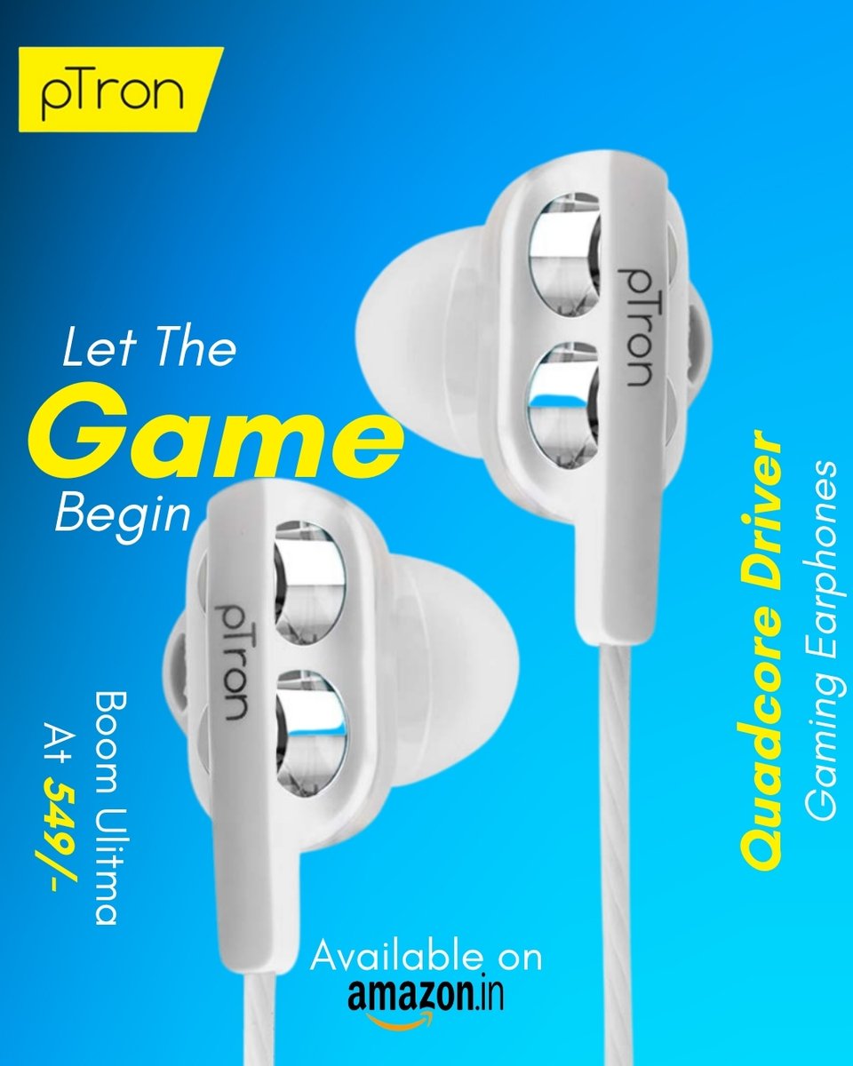 pTronIndia's tweet photo. Perfect marriage of audio output combined with exceptional lag free experience, pTron #BoomUltima quadcore drivers earphones is the pro gaming accessory for all #gamers.
#pTron #BeLoudBeProud #WiredEarphone #GamingEarphones #Gaming #GameLovers #PubgEarphone #Earphone #PubgIndia https://t.co/EAOLnrcDN2