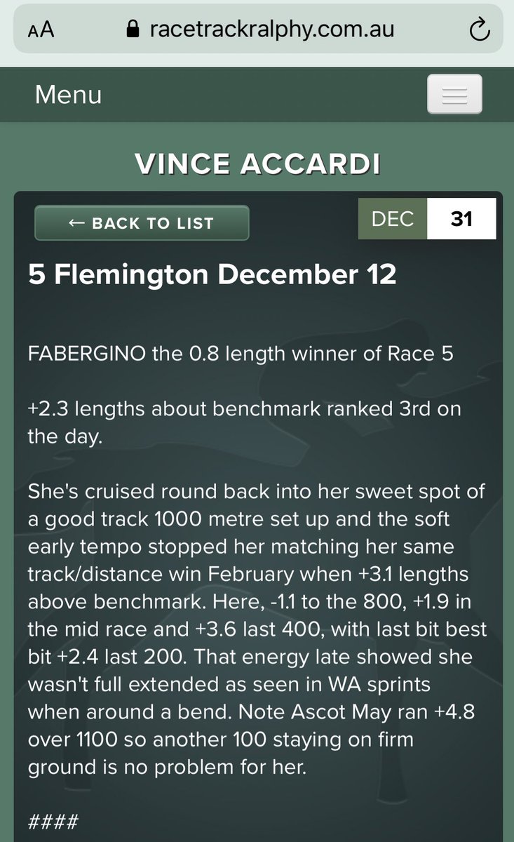 rtralphy's tweet photo. Flying machine Fabergino does what she does. Sizzlers IVR data from her previous two Flemington track/distance wins. Prezado savage Betfairitis lost about 5 lengths with the #allimportant weight swing. Another 🐮 💩 excuse coming #therearenostewards https://t.co/jVjT0FLBxk