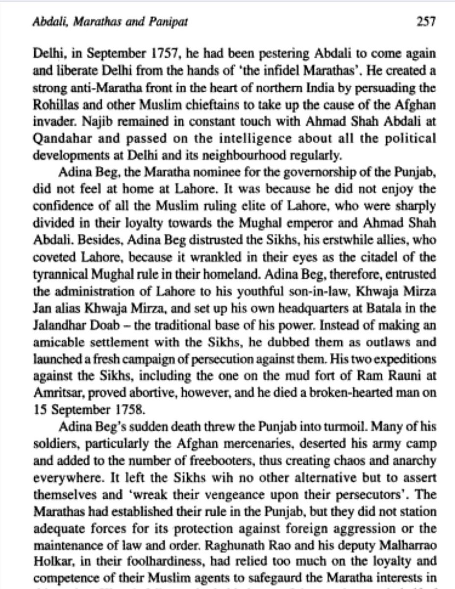 Jaswant Lal Mehta. Advanced Study in the History Of Modern India 1707-1813. Review of Zubdat Al Akhbar-A history of Saddozai Afghans of Multan by Sher Mohammad Nadir. Edited with introduction and critical notes by Ahmed Nabi Khan 1977. /22