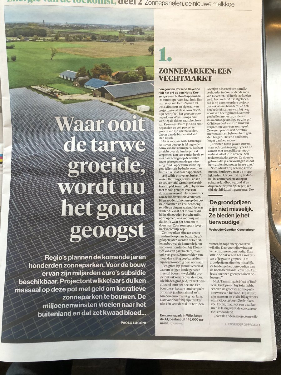 Goede kop voor artikel ‘Waar ooit de tarwe groeide wordt nu het goud geoogst’ maar is er überhaupt iemand die hier op NL-niveau over nadenkt wat gevolgen zijn voor landschap / leefbaarheid / ruimtelijke ordening of is het ieder voor zich?
#nietalleskan

ad.nl/economie/buite…