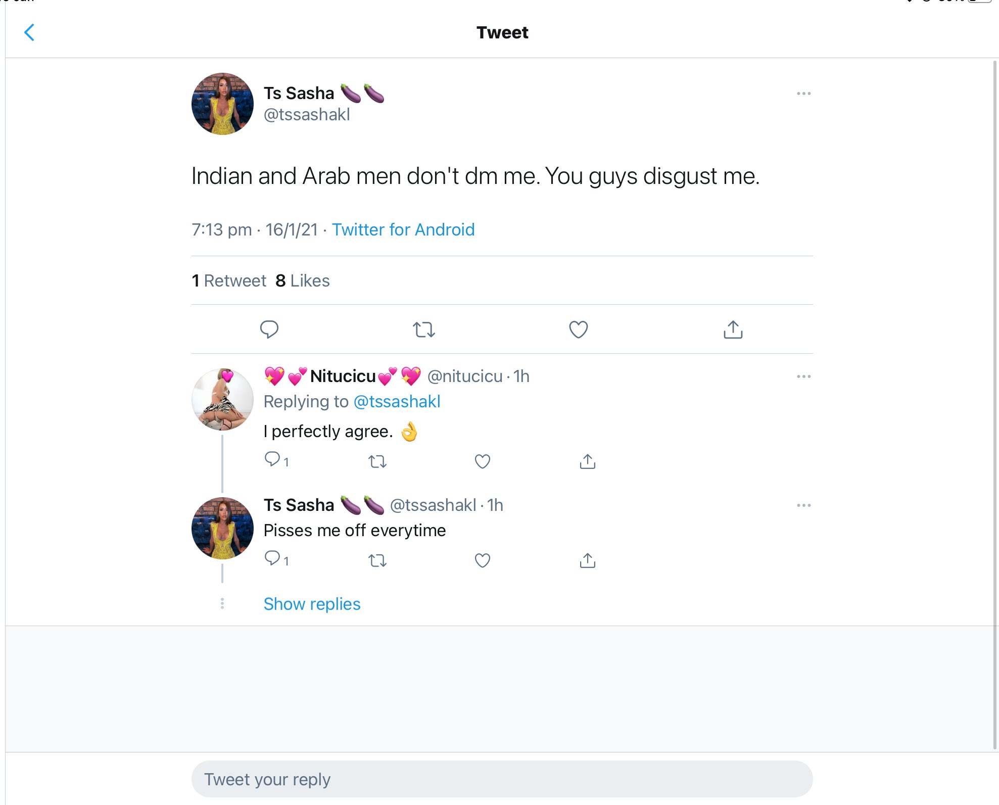 Khloe Kiss on Twitter: "Don’t want any drama but racist is not ok hey