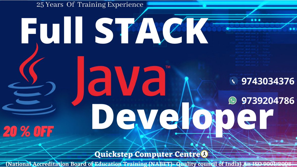 quickstep_r's tweet image. #fullstackjavadeveloper #Fullstackjavacourse #fullstackjavatraining #fullstackjavaclass Full stack Java Training , Full Stack Java Course
Full stack Java Developer , Full Stack Java Class.