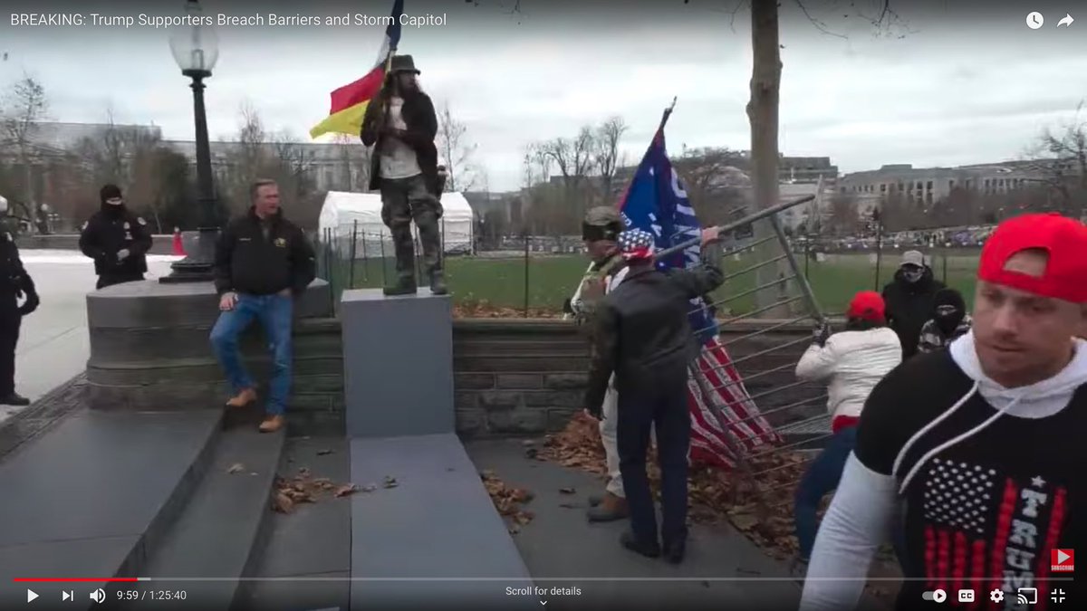  #breachteam6 - Key players, (pls help identify others).  #bigmagacamo  #fedboomer  #crowdcontrol (commander)  #whitehoodie  #whitepantsguy  @jsrailton #4)  #blueplaid  #beeniegiant feel free to name others. Who took white hoodies coat at first gate?  srcvidsindsc