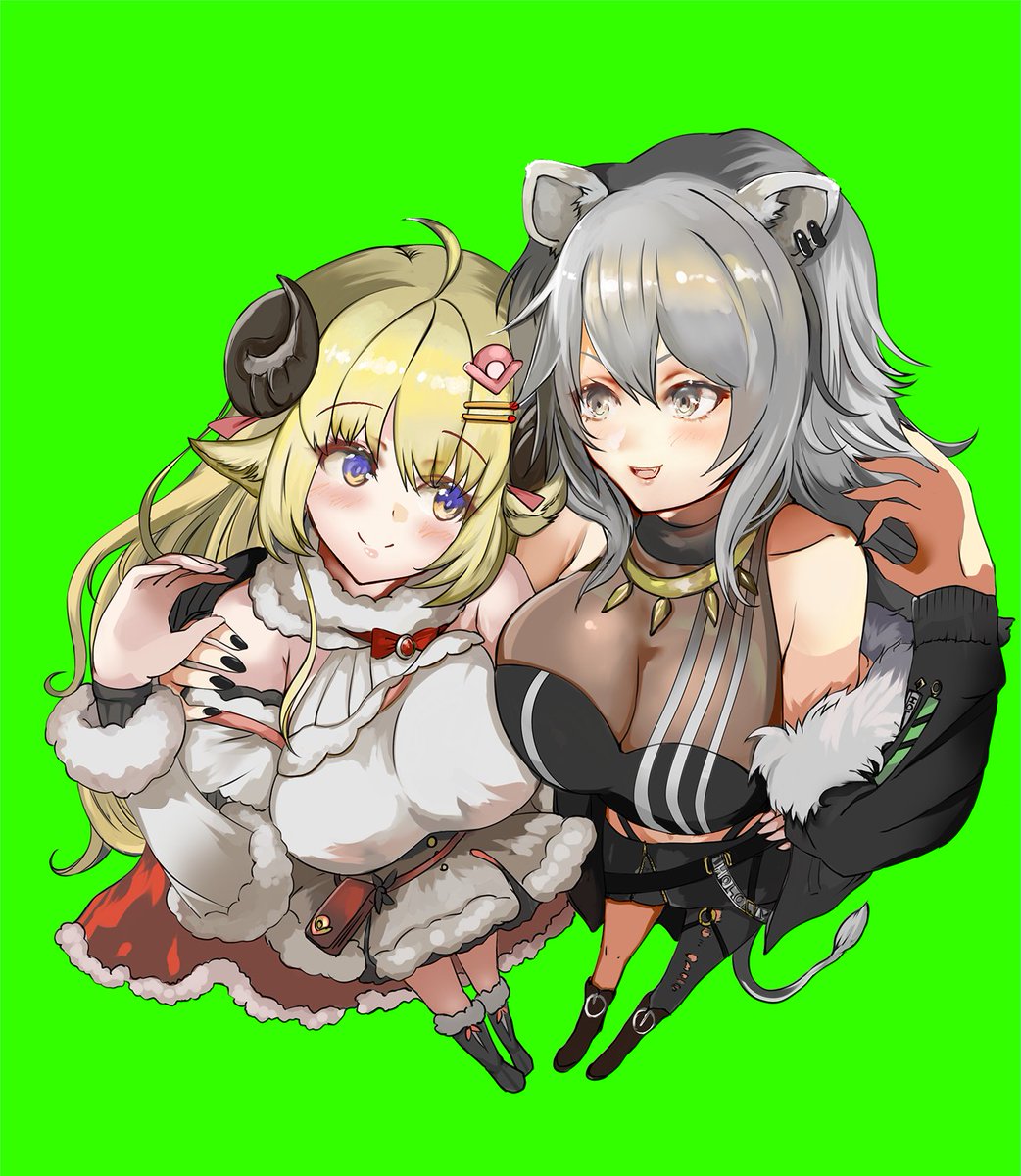 獅白ぼたん ,獅白ぼたん(通常) ,角巻わため ,角巻わため(通常) 「3Dになったし…。
もみもみしたい→ ←もぐもぐしたい
#つのまきあーと #しし」|このえないとのイラスト