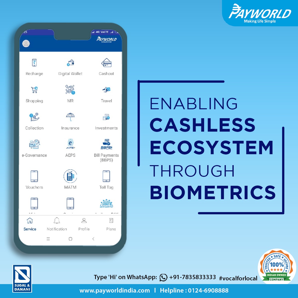 #Payworld is committed towards 'Making Life Simple' for all the stakeholders by making online transactional services fast and user- friendly.  India's most trusted app - Payworld allows to perform #financialtransactions safely.

#payworldapp #digitalfinancialinclusion #fintech